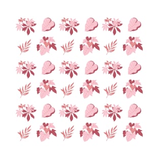 Shades of pink leaves pattern T-Shirt