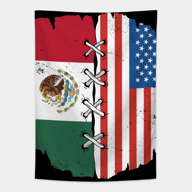 Proud Mexican American Heritage // Mexico & USA Flags Tapestry by Now Boarding