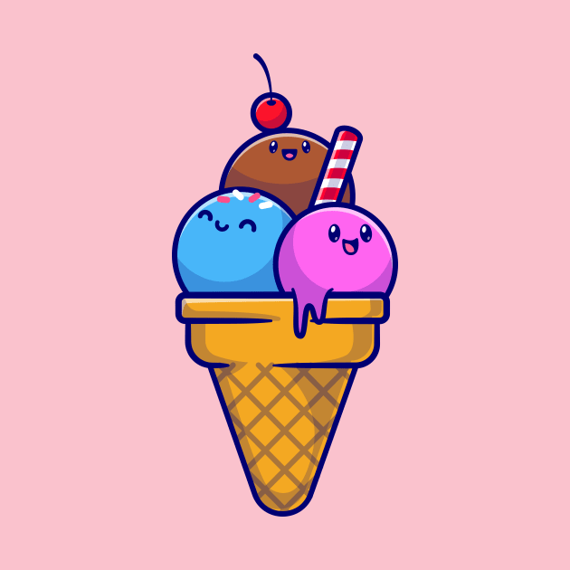 Cute Ice Cream Cone Cartoon by Catalyst Labs