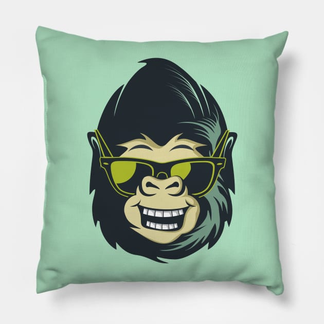 Monkey With Glasses Pillow by michony