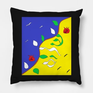 Shalom on the Vine Blue and Yellow Pillow