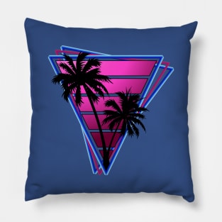 Retrowave style palm tree sunset hot pink Pillow