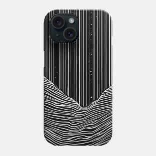 White lines and waves on black Phone Case