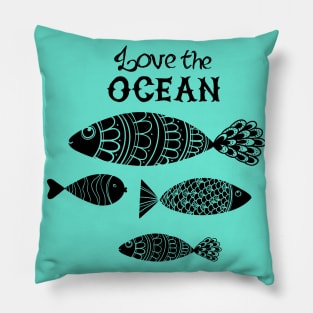 Nautical lettering:love the ocean Pillow