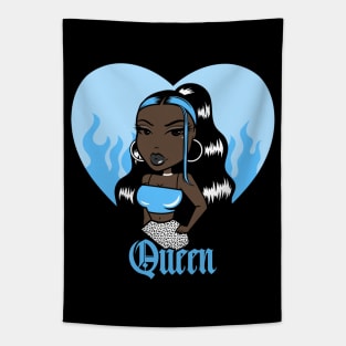 Queen Doll girl Light Blue-Heart V1 Tapestry