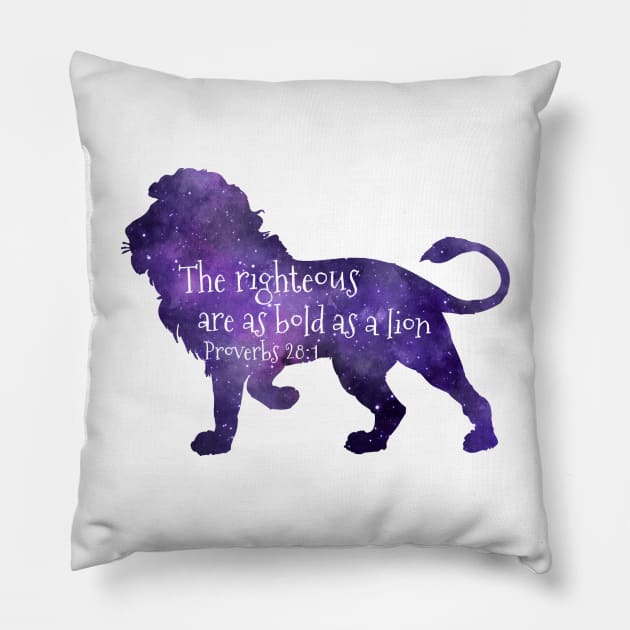 The righteous are as bold as a lion Proverbs 28 1 Pillow by TheJollyMarten