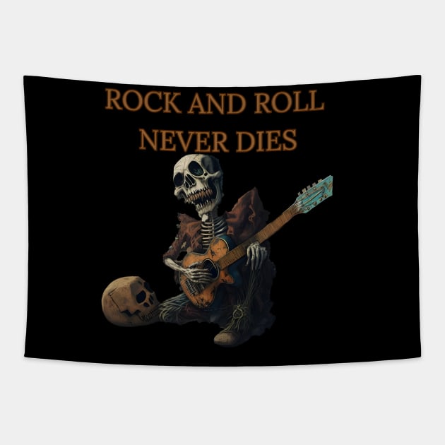 Rock and Roll Never Dies Tapestry by TooplesArt