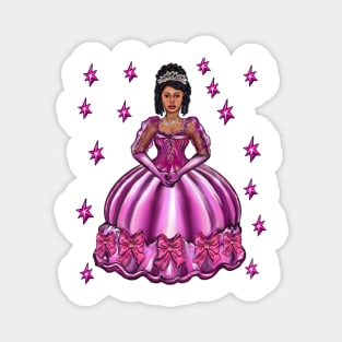 Princess -  Black Curly Afro Princess in purple with stars i  ! beautiful  light brown black girl with Afro hair, brown eyes and light brown skin. Hair love ! Magnet