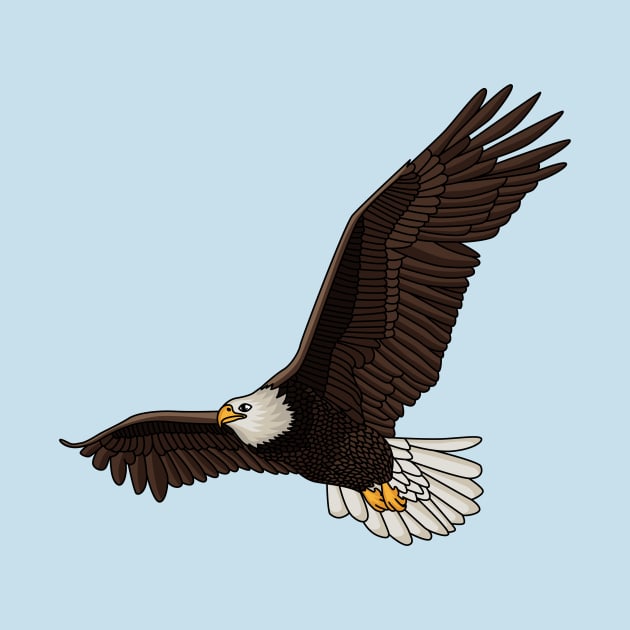 Happy flying bald eagle cartoon illustration by Cartoons of fun