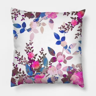 Pink blue watercolor roses Pillow