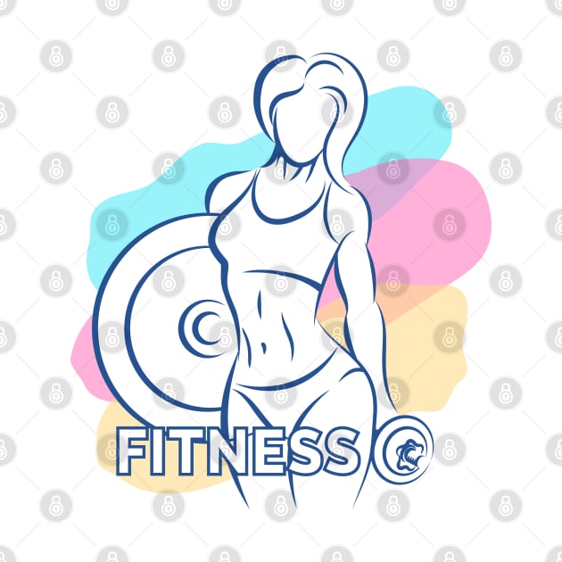 Colored Fitness Emblem with Athletic Woman by devaleta