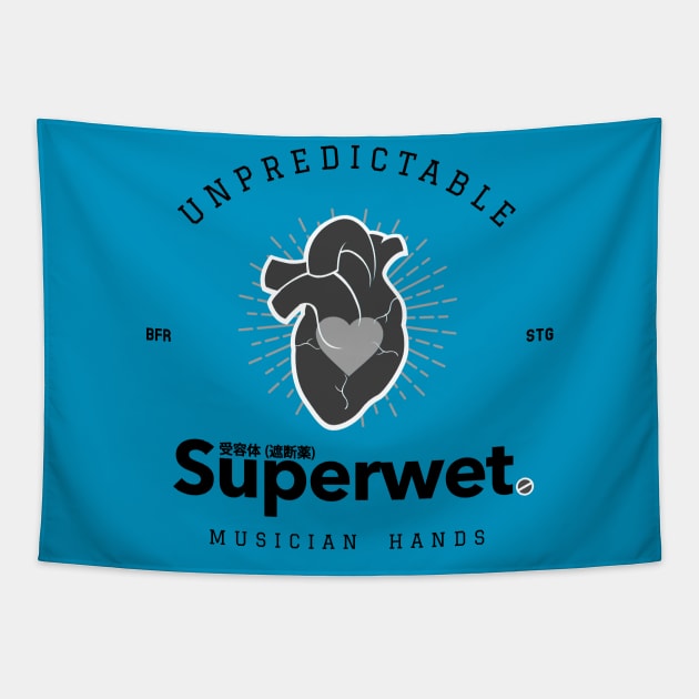 Unpredictable musician hands, BFR going on STG (βB heart BW1) Tapestry by Bassivus