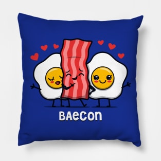 Funny Cute Kawaii Bacon Cassanova Bae BF GF Love Triangle Cartoon for Bacon Lovers Pillow