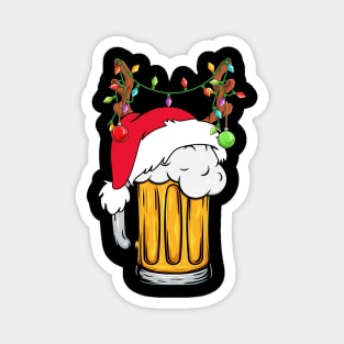 Beer Reindeer Santa Hat Funny Beer Lover Christmas Magnet