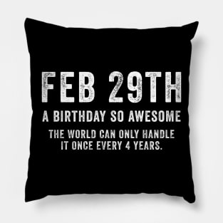 Feb 29th Birthday February 29th Leap Year Birthday Gifts Pillow