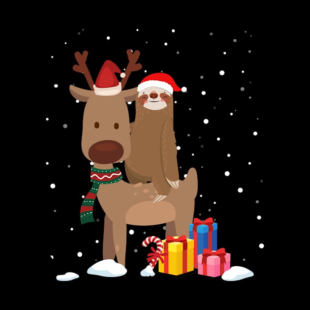 Santa Sloth Riding a Reindeer-Sloth Christmas Gift by maximel19722