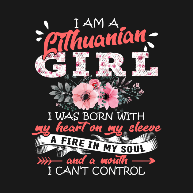 Lithuanian Girl I Was Born With My Heart on My Sleeve Floral Lithuania Flowers Graphic by Kens Shop