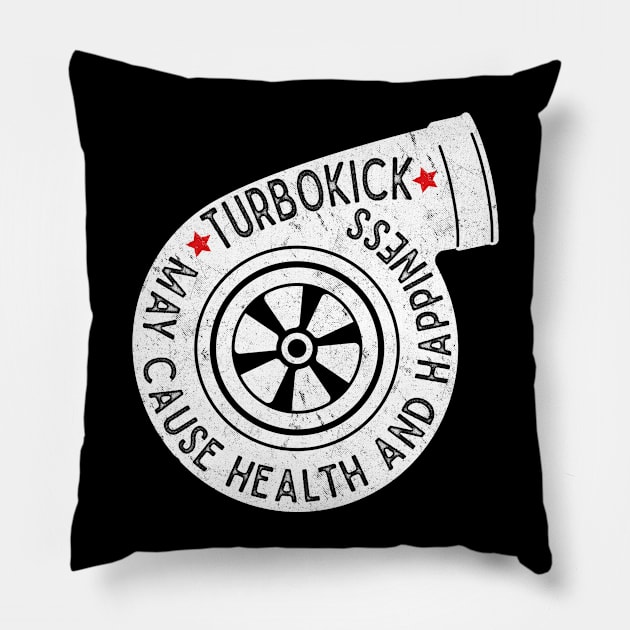 Turbokick Warning Pillow by cowyark rubbark