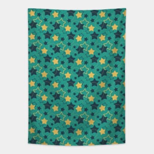 Teal Stars Repeated Pattern 033#001 Tapestry