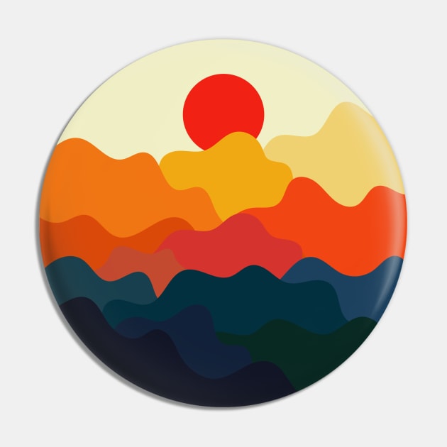 Minimalist Abstract Nature Art #43 Warm, Vibrant and Wavey Mountains Pin by Insightly Designs