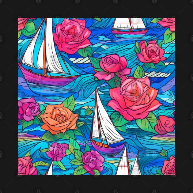 Sailing boats pattern by BloodRubyz