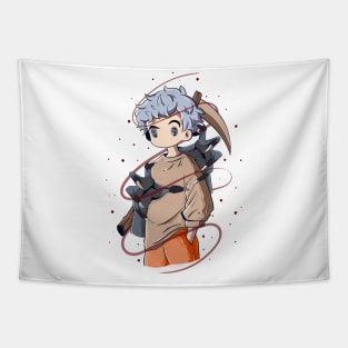 Japanese Scythe Creepy Boy 3 - Vector art illustration Tapestry