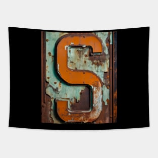 Rusty Letter S Antique Monogram Letter S Initial Alphabet Tapestry