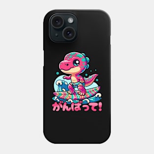 Kawaii Dinosaur Surfing Funny T-rex Phone Case