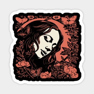 Linocut Woman Magnet