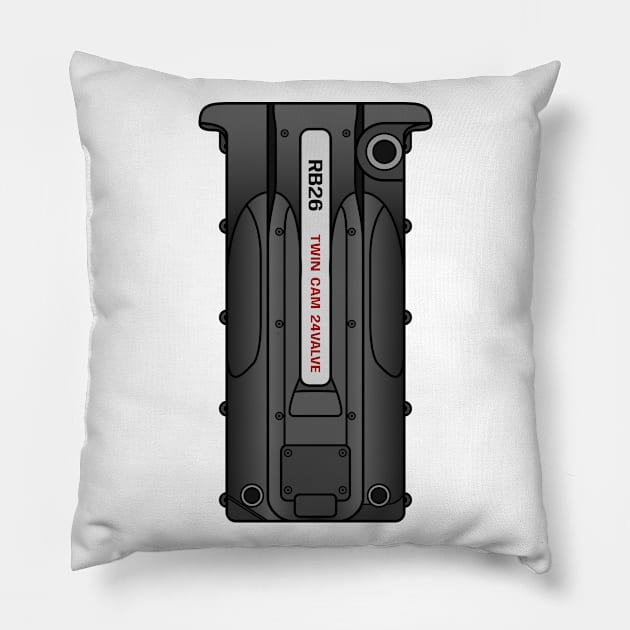 Black RB26 Pillow by turboosted