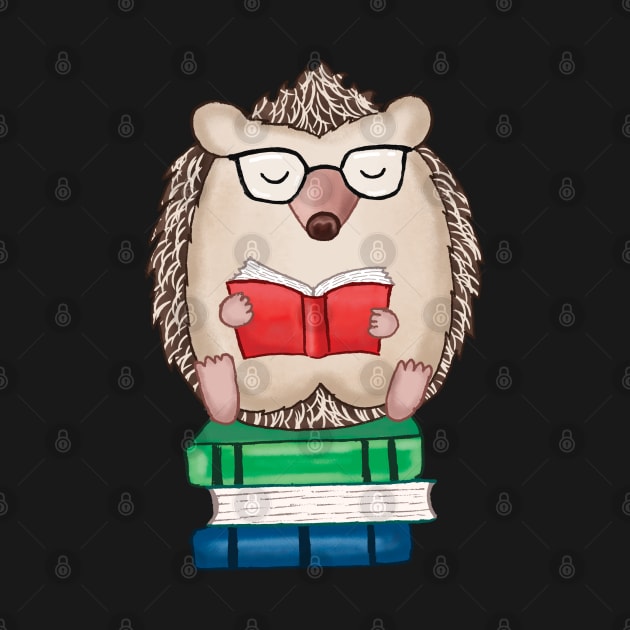 hedgehog reading book by pixspatter