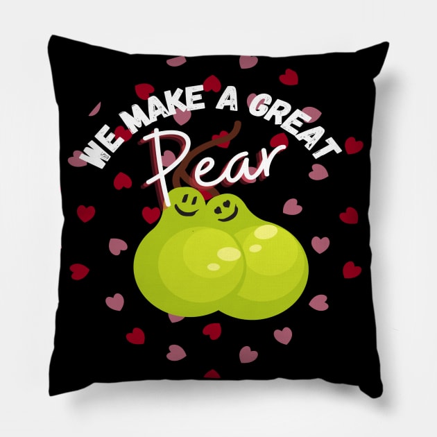 We Make A Great Pear! Adorable Valentine's Day Love Couple Heart Pattern Pillow by Apathecary