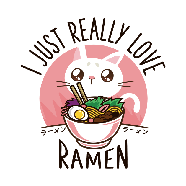 Love Ramen Japanese Noodles Kawaii Anime Cat by Evoke Collective