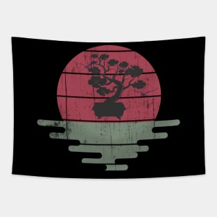 Bonsai Tree Design Japanese Bonsai Tree Sun Retro Tapestry