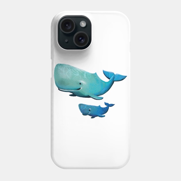 Whale mom and kid Phone Case by Abelardo