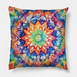 Watercolor kaleidoscope mandala Pillow