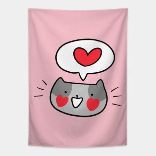 Cat Face Hearts Love Tapestry