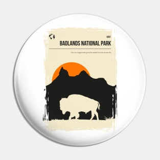 Badlands National Park Vintage Minimal Travel Poster Pin