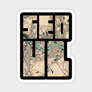 Seoul, South Korea City Map Typography - Vintage Magnet