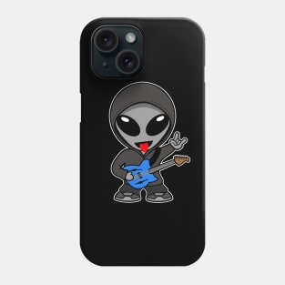 Rock On Gray Space Alien Playing Electric Guitar Phone Case