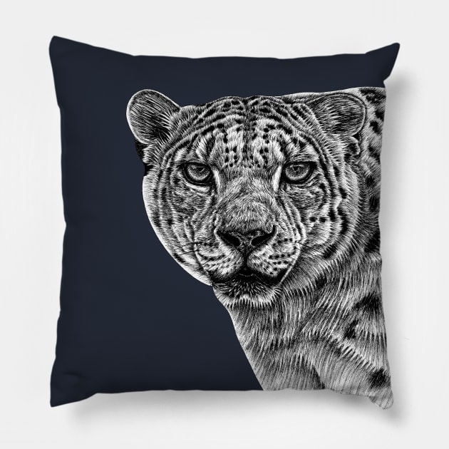 Snow leopard big cat Pillow by lorendowding