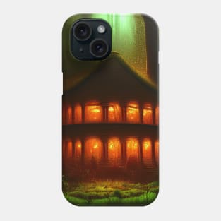 Magical Big Cottage Mushroom House with Lights in Forest with High Trees, Mushroom Aesthetic Phone Case