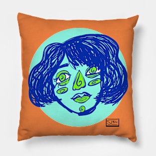 Mint sketchy face Pillow