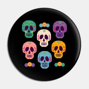 Day of the Dead Colorful Candy Skull Calavera Pattern Pin