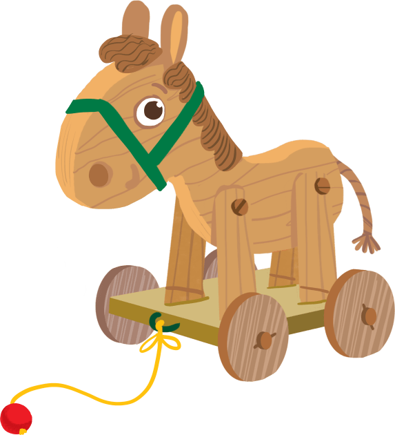 toy wooden horse on wheels Kids T-Shirt by duxpavlic
