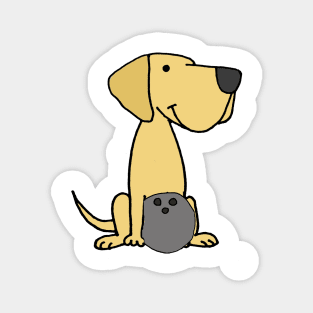 Cute Yellow Labrador Retriever dog Bowling Cartoon Magnet