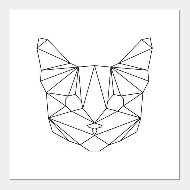 Geometric Black Cat - Cat - Posters and Art Prints | TeePublic