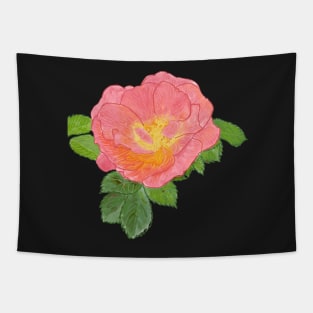 Pink Rose Botanical Drawing Tapestry