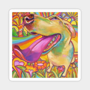 Dog Daze of Summer Psychedelic Blond Labrador Magnet