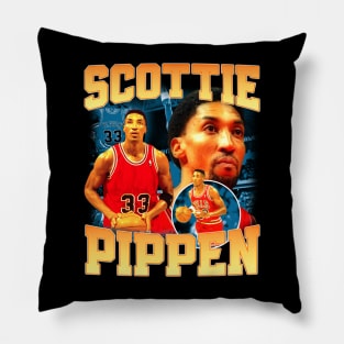 Scottie Pippen Basketball Legend Signature Vintage Retro 80s 90s Bootleg Rap Style Pillow